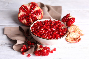Beautiful composition with juicy  pomegranate seeds,