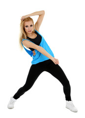 Hip hop dancer dancing isolated on white