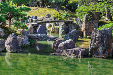Fototapeta na wymiar Japanese Garden at Nijo Castle in Kyoto
