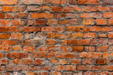 Ancient red brick wall