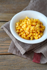 Sweet corn in a white bowl