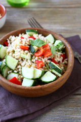 Pearl barley salad with fresh vegetables