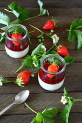 Two sweet yogurt with strawberries