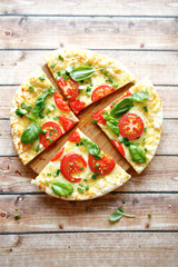 Fresh pizza with mozzarella