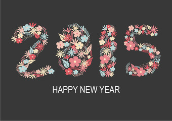 happy new year 2015 with flowers