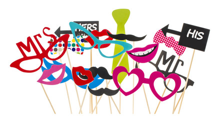 Photo Booth Props on a White Background