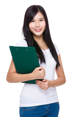 Woman with clipboard