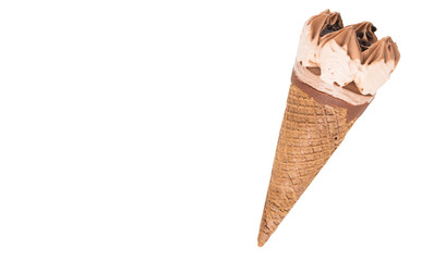 Cone ice cream over white background 
