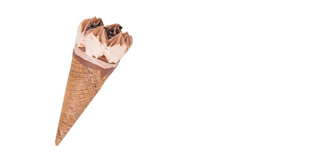 Cone ice cream over white background 