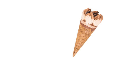 Cone ice cream over white background 