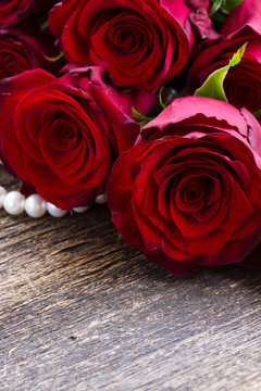 red roses on velvet
