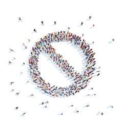 People in the form of a stop sign.