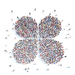 People in the form of an abstract symbol.