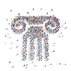 People in the form of ancient columns