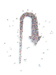 People in the form of arrows.