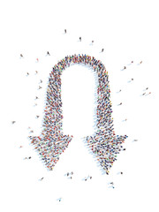 People in the form of arrows.