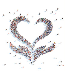 People in the form of hearts.