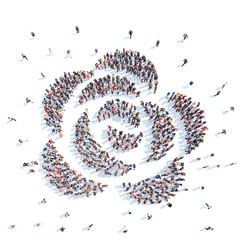 People in the shape of a flower.