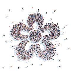 People in the shape of a flower.