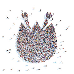 People in the shape of a flower.