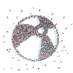 People in the form of a beach ball.