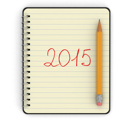 New Year 2015 with pencil (clipping path included)