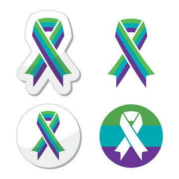 Medullary Sponge Kidney (MSK) awareness ribbon icons set