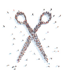 People in the form of scissors.