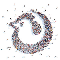 People in the form of a rooster.