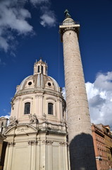Fototapeta premium Church of Santa Maria di Loreto and Trajan Column in Rome