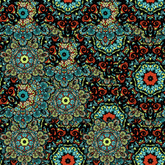 Vector seamless mandala flower pattern background