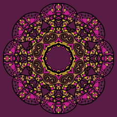 Stylized flower mandala like oriental design in violet color