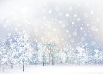 Obrazy  Wektor zimy sceny z tłem lasu.