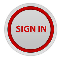 sign in circular icon on white background