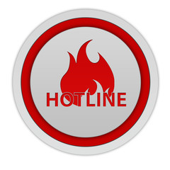 Hotline circular icon on white background