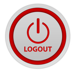 Logout circular icon on white background
