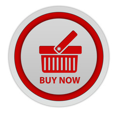 Buy now circular icon on white background