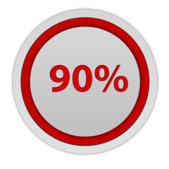 Ninety percent circular icon on white background