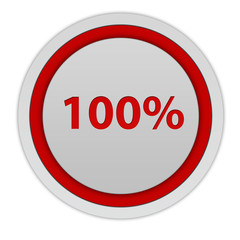 Hundred percent circular icon on white background