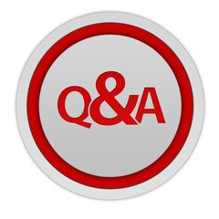 Q&A circular icon on white background