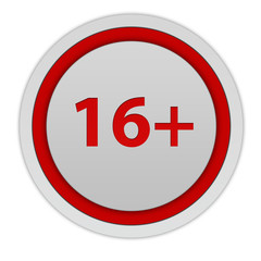 16+ circular icon on white background