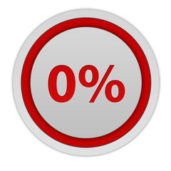 Zero percent circular icon on white background