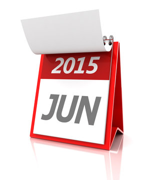 2015 June calendar, 3d render