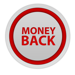 Money back circular icon on white background