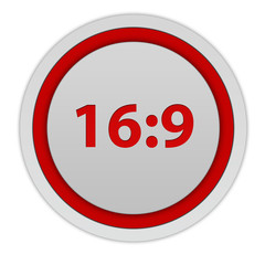16:9 circular icon on white background