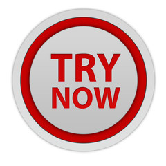 Try now circular icon on white background