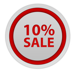 Sale ten percent circular icon on white background