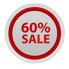 Sale sixty percent circular icon on white background