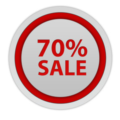 Sale seventy percent circular icon on white background