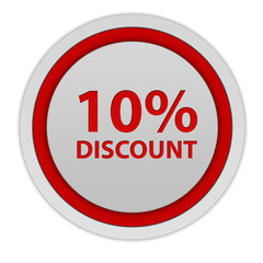 Discount ten percent circular icon on white background